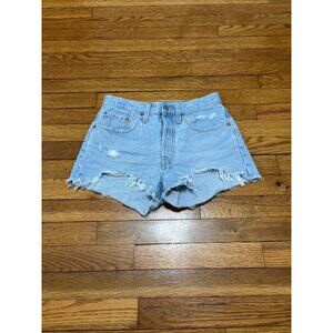 Levi’s 501 Denim Distressed Cutoff High Rise Button Fly Shorts Women’s Size 26